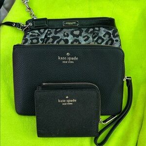 Kate Spade Black Wristlet and Wallet Set